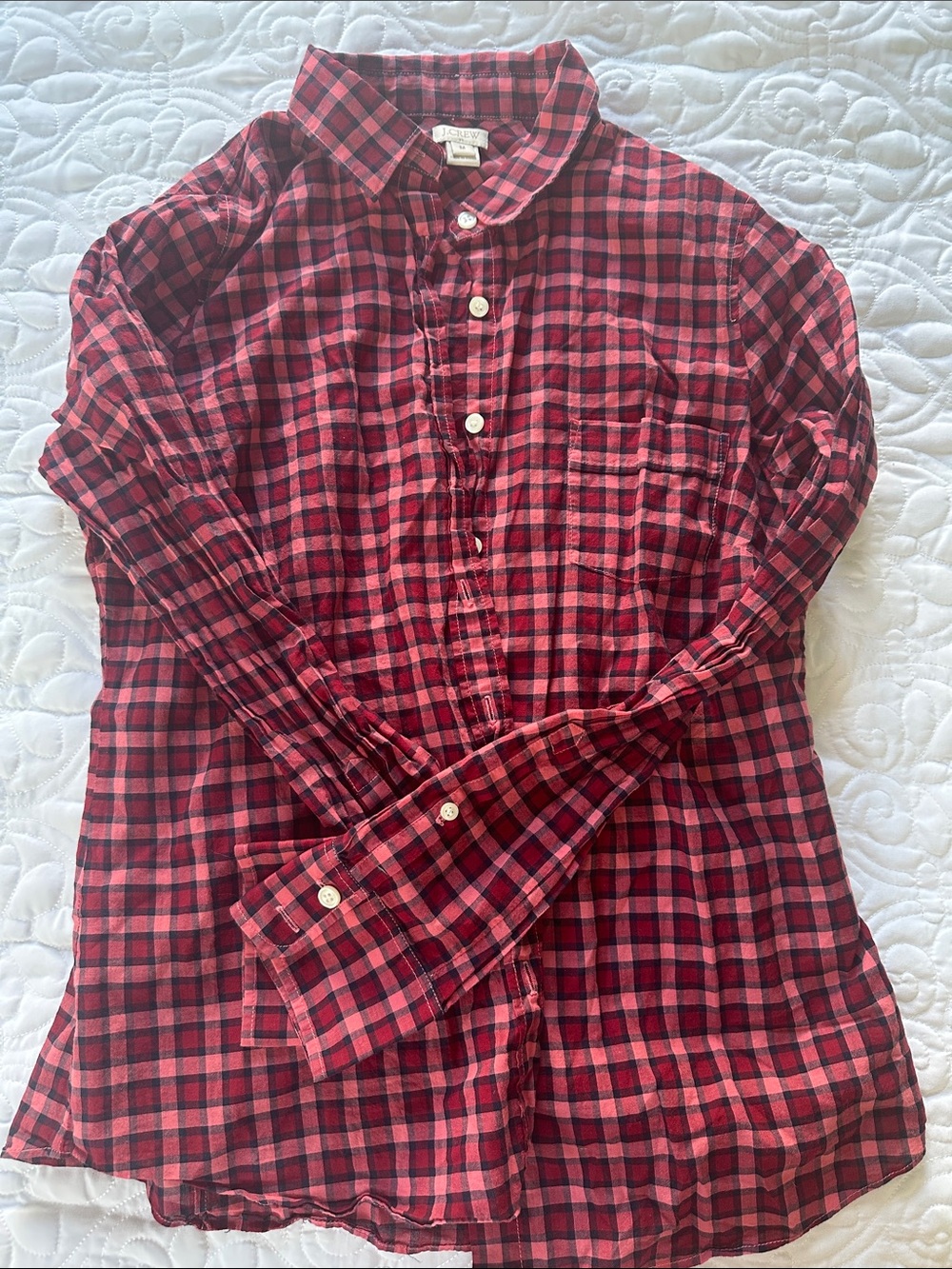 J. Crew Red and Black Plaid Button-Down Shirt